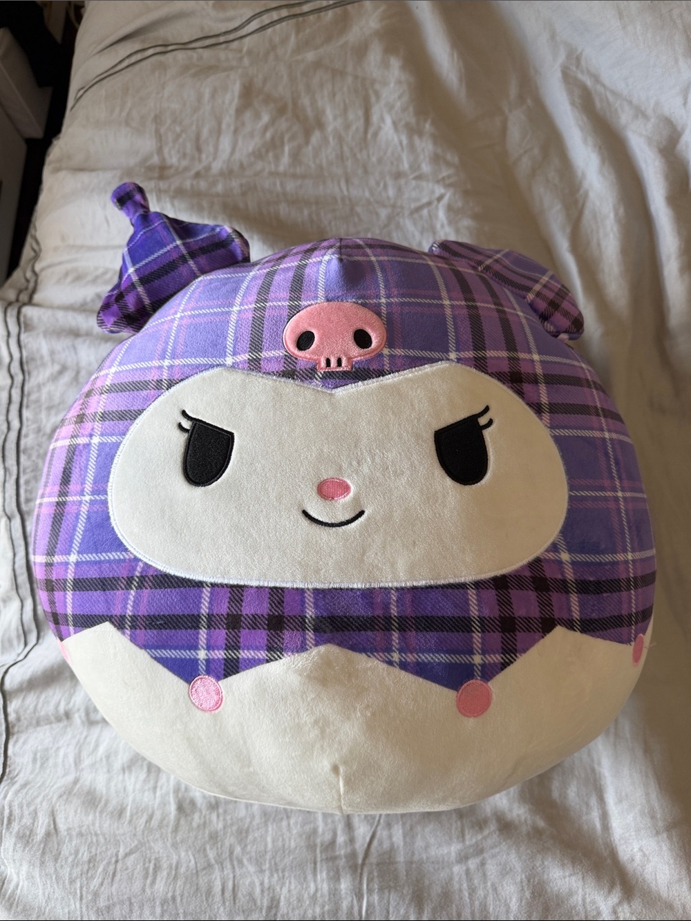 Squishmallows Kuromi Purple Plaid Character Plush Cushion